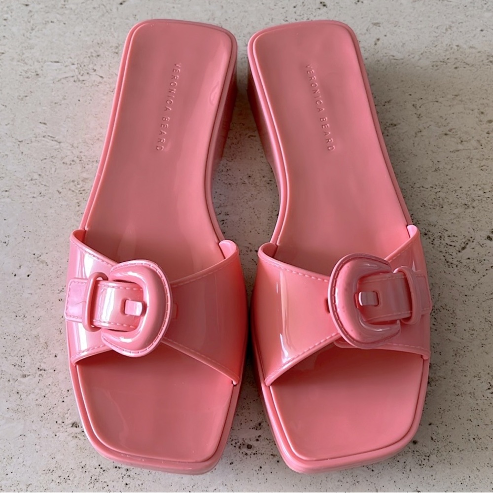 Veronica Beard pink slide sandals